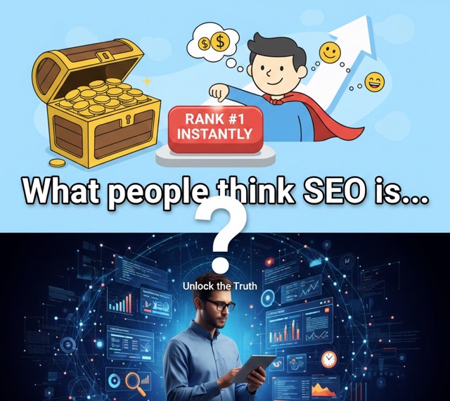 Featured image for What People Think SEO Is vs What It Actually Is (15 Hidden Ranking Factors)